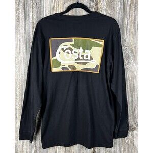 NWT Costa Black Long Sleeve Tee Shirt Camo Logo Mens MED Fishing Coastal
